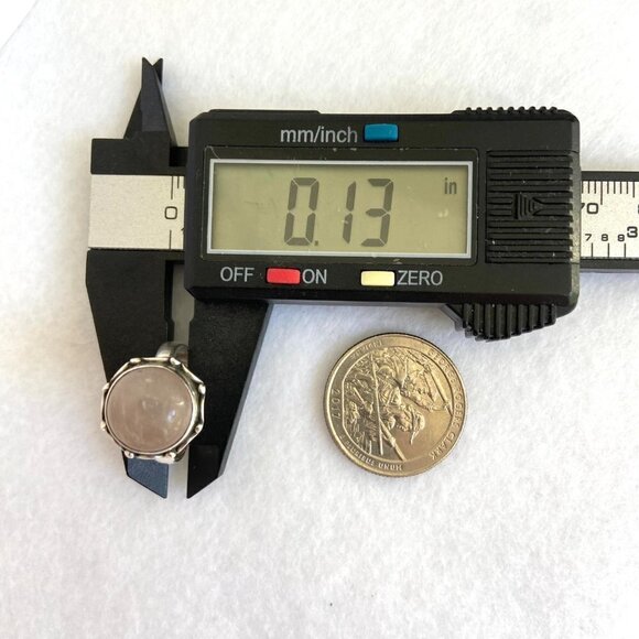 Sterling Silver 925 Round Bezel Set Rose Quartz Cabochon Band Ring Size 6 - Picture 16 of 16